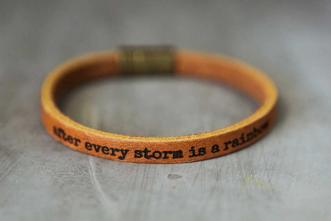After Every Storm is a Rainbow Leather Bracelet
