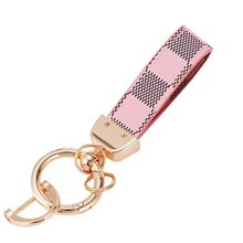 Load image into Gallery viewer, Plaid Pattern Strap Charm Keychain