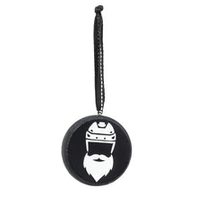 Load image into Gallery viewer, Santa Hockey Player Puck Ornament