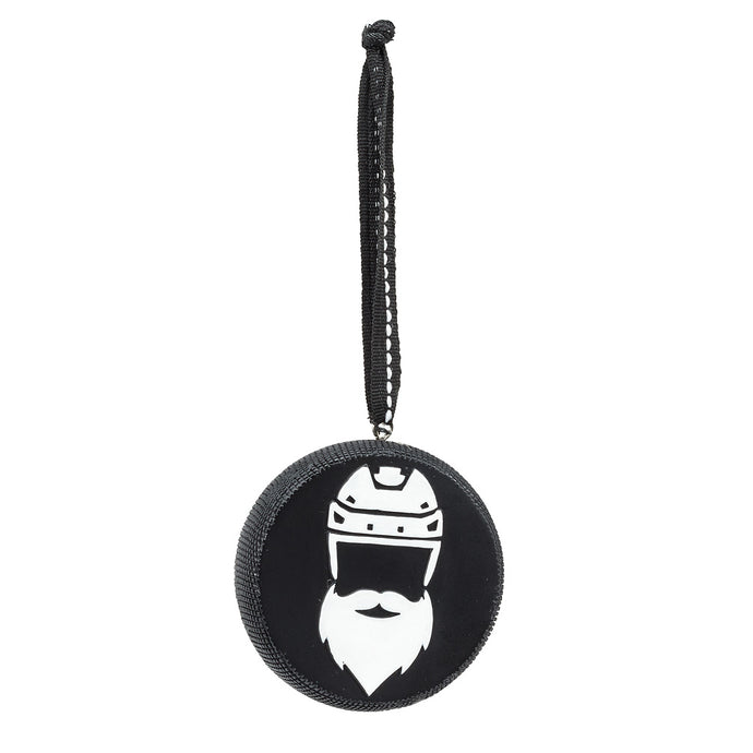 Santa Hockey Player Puck Ornament