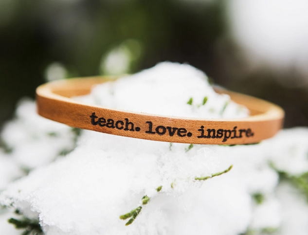 Teach. Love. Inspire. Leather Bracelet
